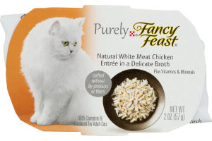 Purely Fancy Feast Cat Food Natural White Meat Chicken Entree in a Delicate Broth