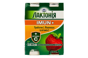 Напій кисломолочний 1.5% йогуртний з наповнювачем Полуниця Імун+ Лактонія к/у 4х100г