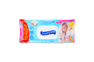 Салфетки влажные для детей и мам с витаминным комплексом Ромашка Superfresh 120шт