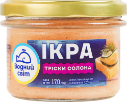 Икра трески соленая пастеризованная Водний світ с/б 170г