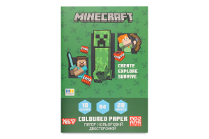 Папір кольоровий Minecraft двосторонній 10кольорів скоба 20аркушів Yes