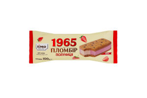 Мороженое 12% двухслойное в сахарном печенье с дропсами и изюмом Клубника Пломбир 1965 Лімо м/у 100г