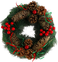Прикраса декоративна Вінок різдвяний з шишками30см