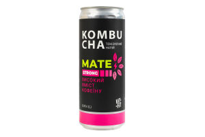 Напиток брожения фильтрованный непастеризованный с сахаром Mate Strong Kombucha Vit-Fit ж/б 0.33л