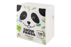 Салфетки бумажные столовые однослойные 33х33см Snow Panda 100шт