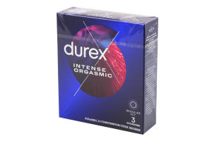 Презервативы латексные рельефные со стимулирующим гелем-смазкой Intense orgasmic Durex 3шт