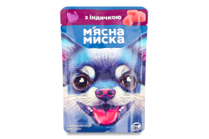 Корм д/дорослих собак Шматочки індички в соусі 100г пауч М'ясна миска