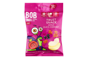 Снэк фруктово-ягодный для детей от 12мес Apple-black currant Baby Bob Snail м/у 40г