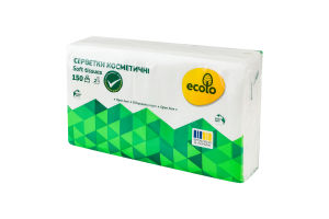 Серветки косметичні 2-х шарові 20х17.5см Ecolo 150шт