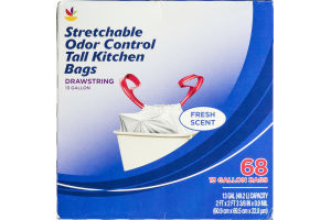 Ahold Tall Kitchen Bags Stretchable Odor Control Drawstring 13 Gallon Fresh Scent - 68 CT