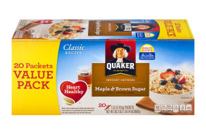 Quaker Instant Oatmeal Maple & Brown Sugar - 20 CT