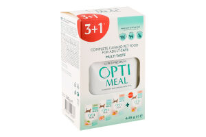 Корм консервированный полнорационный для взрослых котов Multi Taste Super Premium Optimeal к/у 4х85г