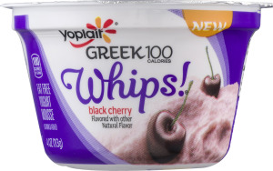 Yoplait Greek 100 Whips! Fat Free Yogurt Mousse Black Cherry