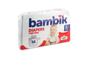 Трусики-подгузники для детей 4-9кг 3 Bambik 36шт