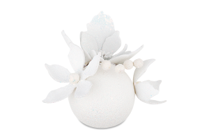 Куля новорічна Квітка біла пластик 8см КМ