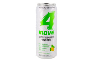 Напій безалкогольний газований зі смаком лимона та лайма Vitamins + Minerals Activevitamin 4Move з/б 330мл