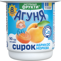 Творожок 3.9% для детей от 8мес с наполнителем фруктовым Абрикос-морковь Агуня ст 90г