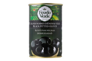 Оливки черные без косточки консервированные стерилизованные Feudo Verde ж/б 300г