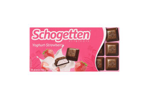 Шоколад молочный с начинкой из обезжиренного йогурта и клубники Schogetten к/у 100г