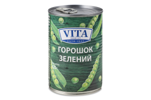Горошек зеленый консервированный стерилизованный Vita 1c ж/б 420г