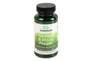 Добавка диетическая веганские капсулы Turmeric&Black pepper, Cardiovascular and joint health Swanson 60шт