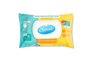 Бумага туалетная влажная For kids&Juniors Smile 40шт