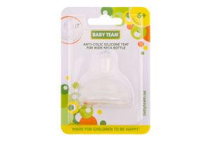 Соска силиконовая от коликов для бутылочек с широким горлом №2026 Baby Team 1шт