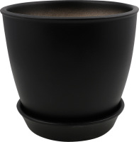 Горщик чорний матовий кераміка 16*15*1,8см Духм'яна піч
