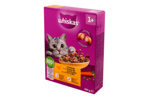 Корм сухий повнораціонний для дорослих котів з куркою Whiskas к/у 300г