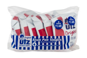 Utz Potato Chips Snak Pak Singles Original - 6 PK