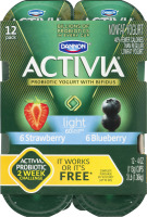 Dannon Activia Light Probiotic Nonfat Yogurt with Bifidus Variety Pack - 12 PK
