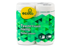 Папір туалетний 2-х шаровий Ecolo 4шт