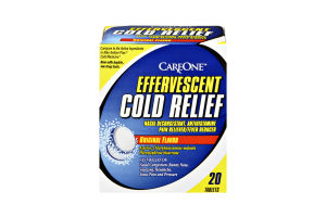 CareOne Effervesscent Cold Relief Original Flavor Nasal Decongestant, Pain Reliver/Fever Reducer - 20 CT