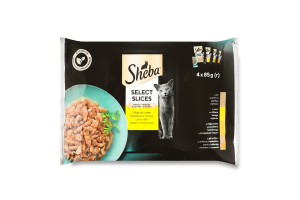 Набір кормів консервованих для котів з качкою, з куркою, з домашньою птицею, з качкою та індичкою Sheba м/у 4х85г