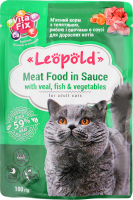 Корм д/котів з телятиною рибою та овочами в соусі 100г пауч Леопольд