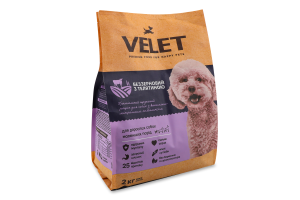 Корм д/дорослих собак малих порід Преміум беззерновий з телятиною сухий 2кг Velet