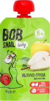 Пюре фруктовое для детей от 5мес гомогенизированное Яблоко-груша Baby Bob Snail д/п 90г