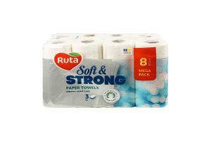Полотенца бумажные 3-х слойные 90 листов Soft&Strong Ruta 8шт