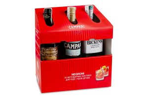 Набор подарочный Джин 1л 40% Bickens + Настойка 1л 25% Campari + Вермут 1л 17% Cantina Del Professore Campari к/у 1шт