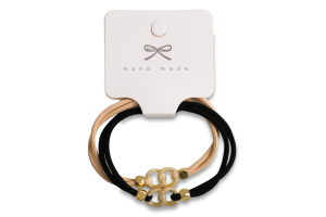 Резинка д/волосся однотонна тонка з прикрасою 2шт