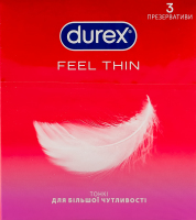 Презервативы латексные тонкие с силиконовой смазкой Feel thin Durex 3шт