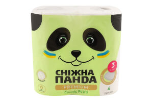 Бумага туалетная 3-х слойная Classic Plus Premium Сніжна Панда 4шт