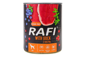 Корм д/собак з качкою 800г ж/б Рафі