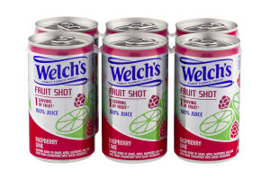 Welch's Fruit Shot 100% Juice Raspberry Lime Cans - 6 CT