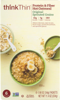 thinkThin Protein & Fiber Hot Oatmeal Original Sprouted Grains - 6 CT