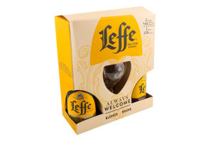 Набір пиво 0.75л 6.4% светлое пастеризованное Blonde+пиво 0.75л 6.3% темное пастеризованное Brune+бокал 0.33л Leffe 1шт