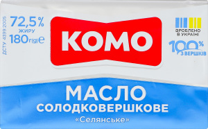 Масло сладкосливочное 72.5% Крестьянское Комо м/у 180г