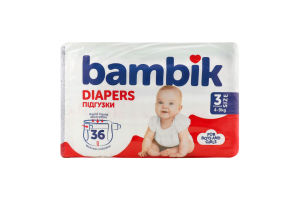 Трусики-подгузники для детей 4-9кг 3 Bambik 36шт