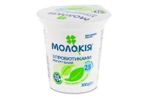 Йогурт 2.5% густий з пробіотиками Білий Молокія ст 300г