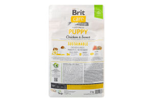 Корм д/цуценят Састейнебл з куркою та комахами сухий 3кг Бріт Кеа